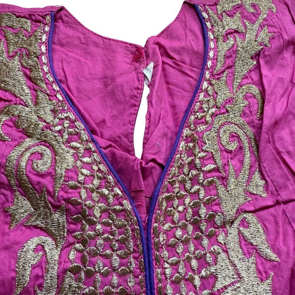 Anarkali salwar kameez Cotton Indian Pakistani Pink Green Dress Size M Wedding - Picture 2 of 13